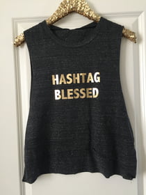 Cropped Tanks Hashtag Blessed Cropped Muscle Tank
