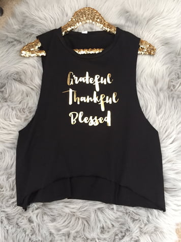 Grateful Thankful Blessed Cropped Muscle Tank