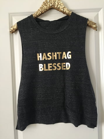 Hashtag Blessed Cropped Muscle Tank