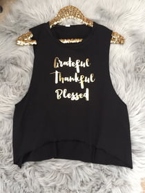 Cropped Tanks Grateful Thankful Blessed Cropped Muscle Tank