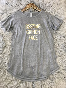 Tunic Tees Resting Grinch Face Tunic Tee